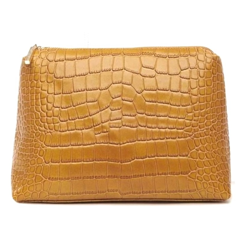 STAUD Croc Embossed Shirley Cosmetic Pouch